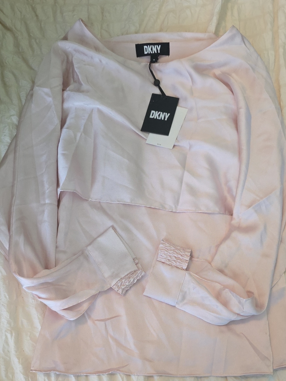 DKNY Light Blush Pink Long Sleeve Blouse